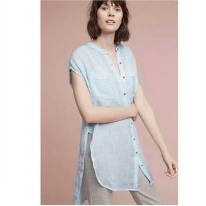 Anthropologie Holding Horses side split sleeveless linen top XL